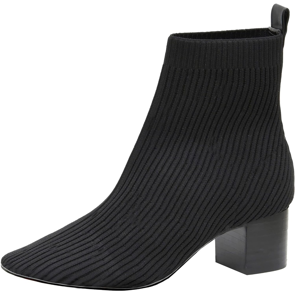 image:imageCUSHIONAIRE Neely Sock Booties for Women Stretch Knit Block Heel Womens Boots with Memory Foam for AllDay Comfort and StyleBlack