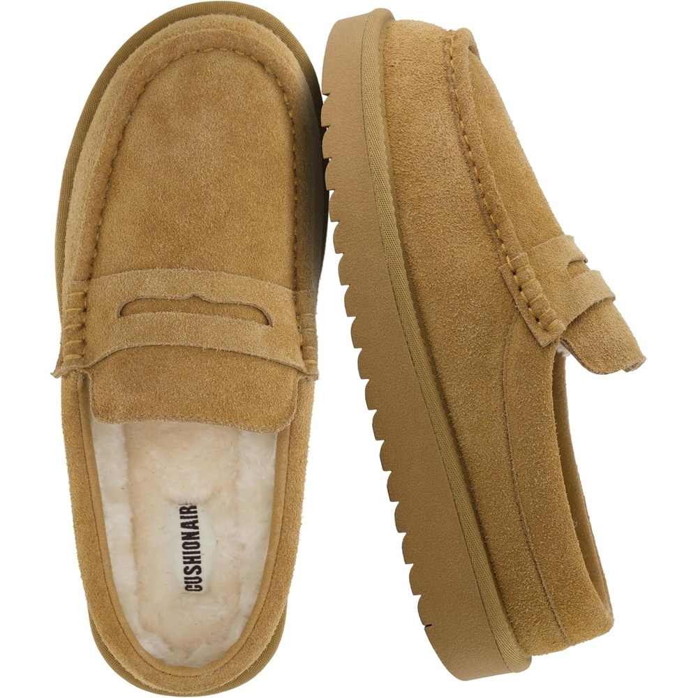 image:imageCUSHIONAIRE Ollie Cozy Genuine Suede Clogs for Women Comfortable SlipOn Mule Loafers with Faux Fur Lining Memory Foam Cushioning and Durable Rubber SoleChestnut