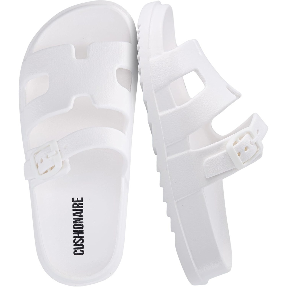 image:imageCUSHIONAIRE Orbit Kids Sandals Lightweight Waterproof EVA Slides with Adjustable Buckle Everyday Casual Comfort Girls SandalsVanilla