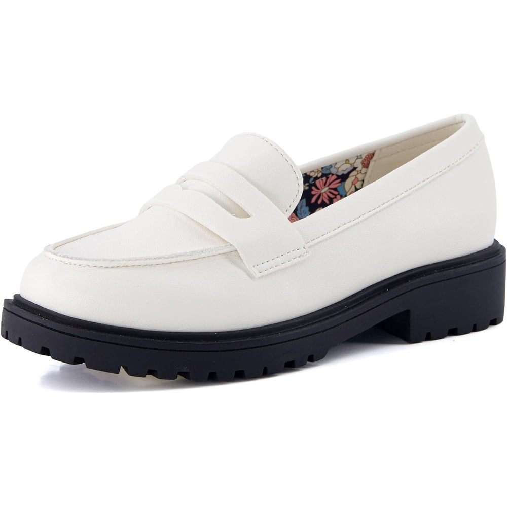 image:imageCUSHIONAIRE Racy Penny Loafer School Shoes for GirlsWhite