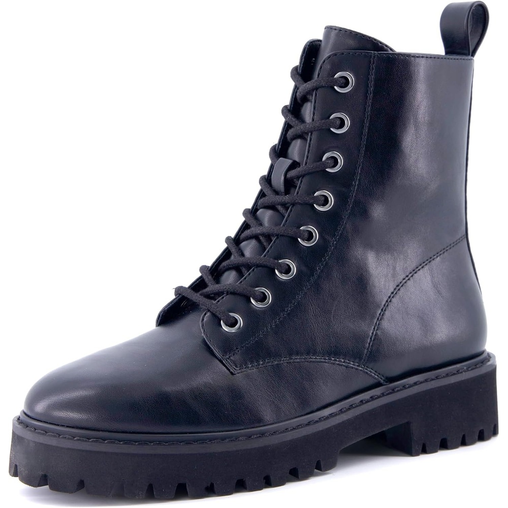 image:imageCUSHIONAIRE Ryker Vegan Leather Combat Boots for Women with Side ZipperBlack