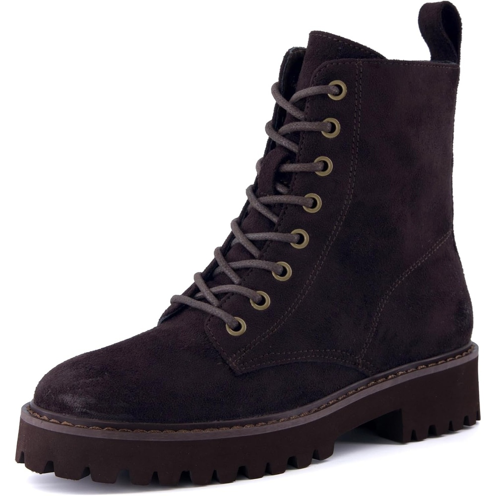image:imageCUSHIONAIRE Ryker Vegan Leather Combat Boots for Women with Side ZipperCoffee