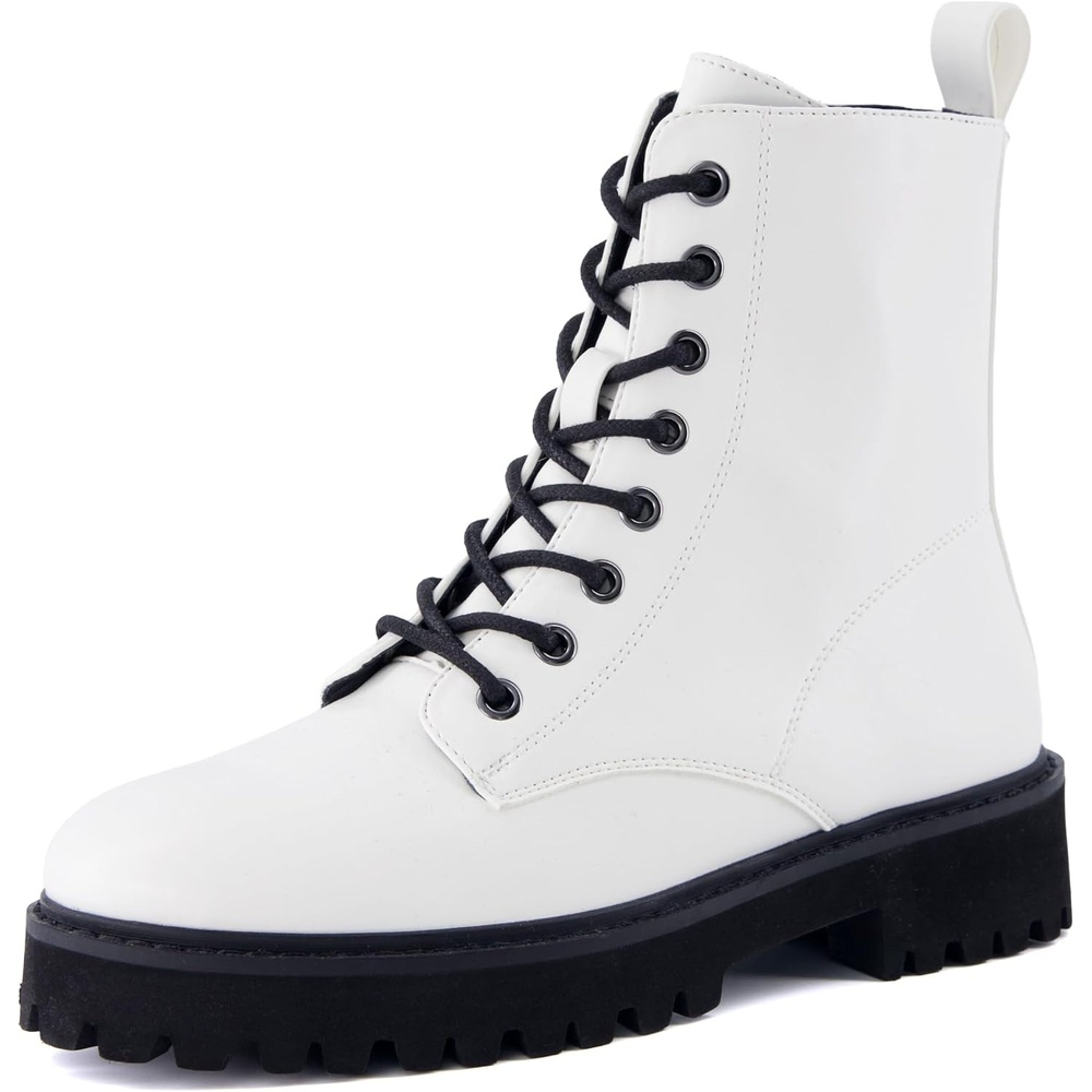 image:imageCUSHIONAIRE Ryker Vegan Leather Combat Boots for Women with Side ZipperWhite