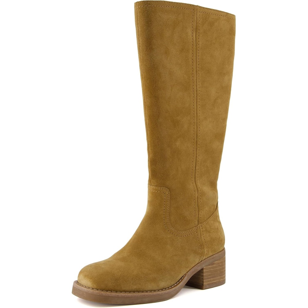 image:imageCUSHIONAIRE Sawyer Genuine Leather Tall Chunky Heel Womens Boots Pull On Casual Knee High Boots for WomenCamel