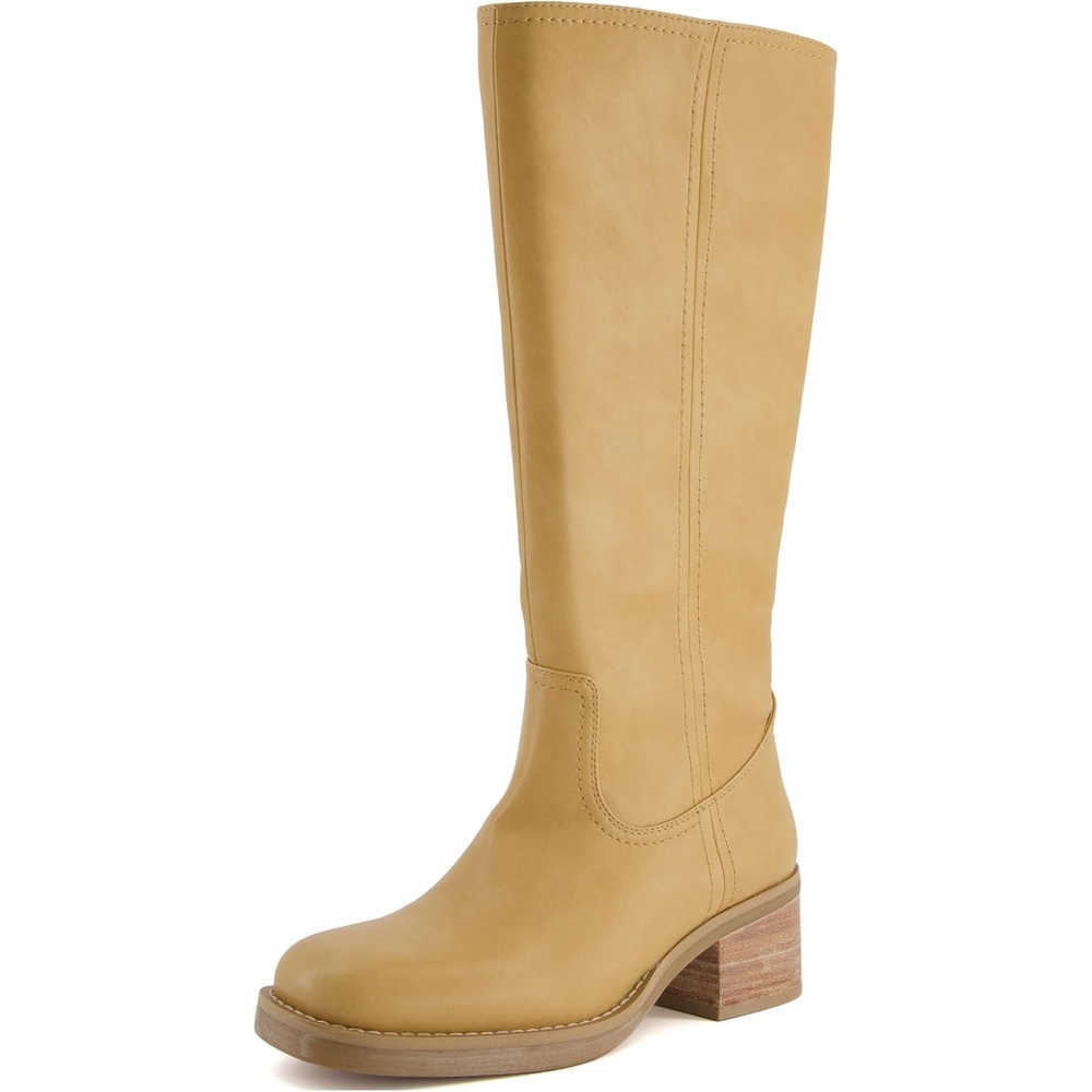 image:imageCUSHIONAIRE Sawyer Tall Chunky Heel Womens Boots Pull On Casual Knee High Boots for WomenHoney