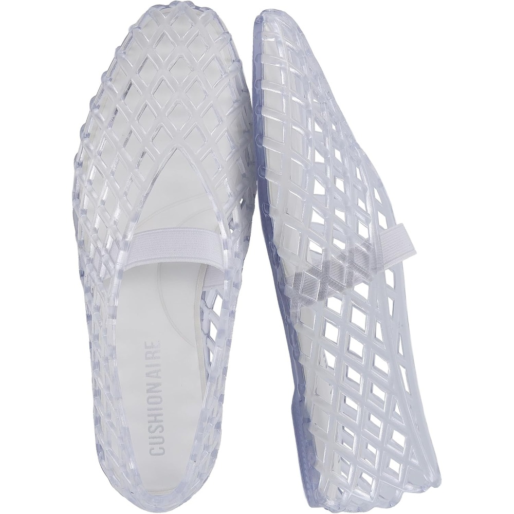 image:imageCUSHIONAIRE Siesta Girls Jelly Sandals Lattice CutOut Ballet Flats for Girls Flexible Slip On Beach ShoesSparkle