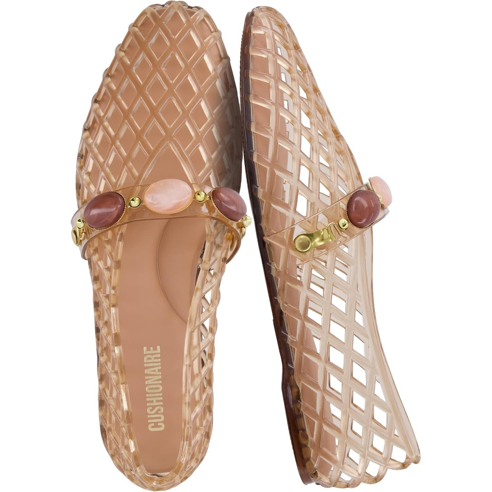 image:imageCUSHIONAIRE Sugar Jelly Flats for Women Embellished Vamp Strap Jelly ShoesMocha