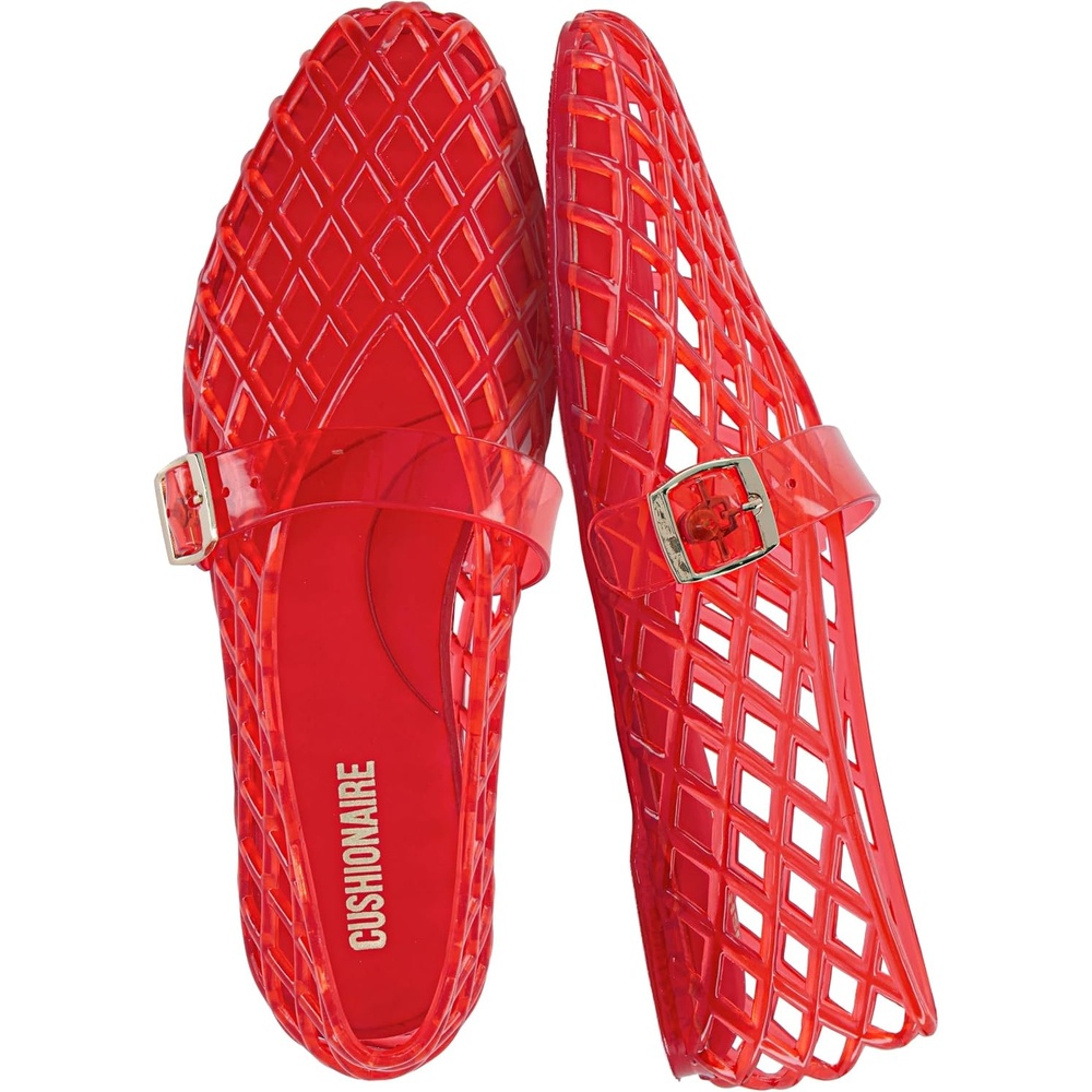 image:imageCUSHIONAIRE Syrup Mary Jane Jelly Ballet Flats for WomenRed