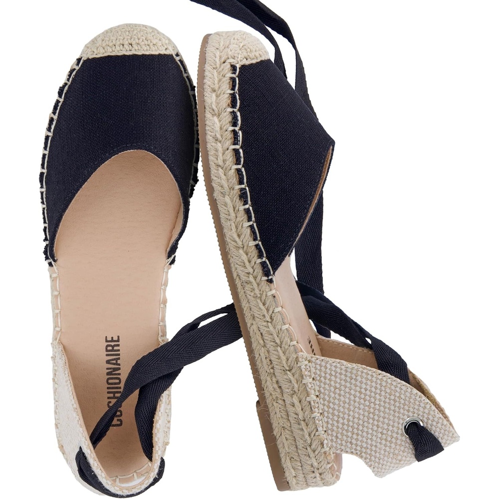 image:imageCUSHIONAIRE Talisa Espadrilles for Women Closed Toe Wedge Sandal with Elastic Ankle Strap and Jute Wrapped SoleBlack