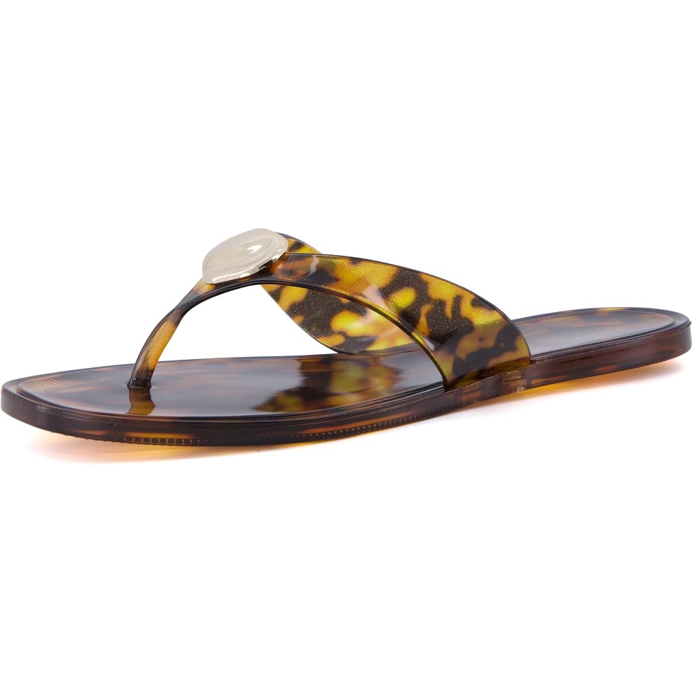 image:imageCUSHIONAIRE Telma Jelly Flip Flops for Women with Square ToeTortoise