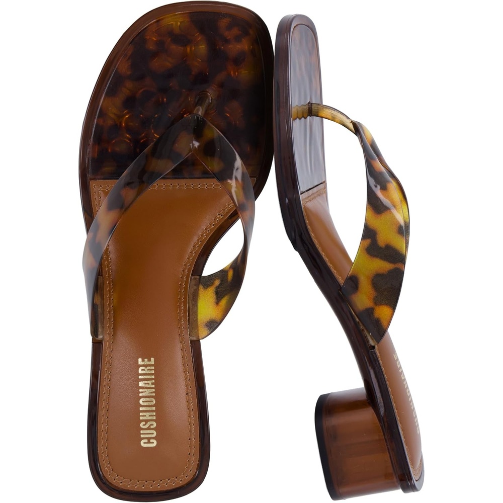 image:imageCUSHIONAIRE Toots Thong Strap Jelly Sandals for Women with Low Block HeelTortoise
