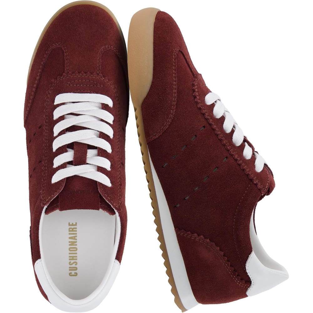 image:imageCUSHIONAIRE Topcat Genuine Leather Suede Sneakers for Women Lightweight Everyday Casual Womens Shoes with Retro Style and Cushioned ComfortBurgundy