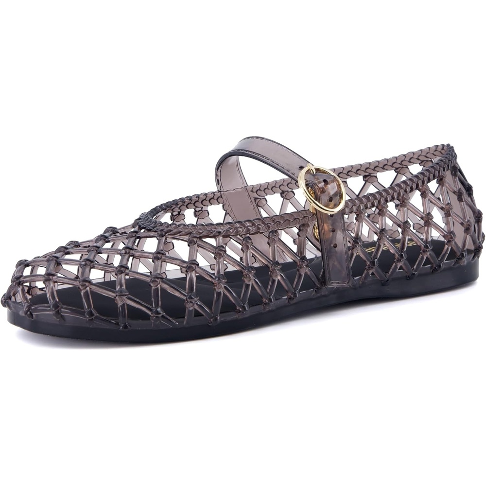 image:imageCUSHIONAIRE Twist Mary Jane Jelly Flats for Women with Adjustable BuckleSmoke