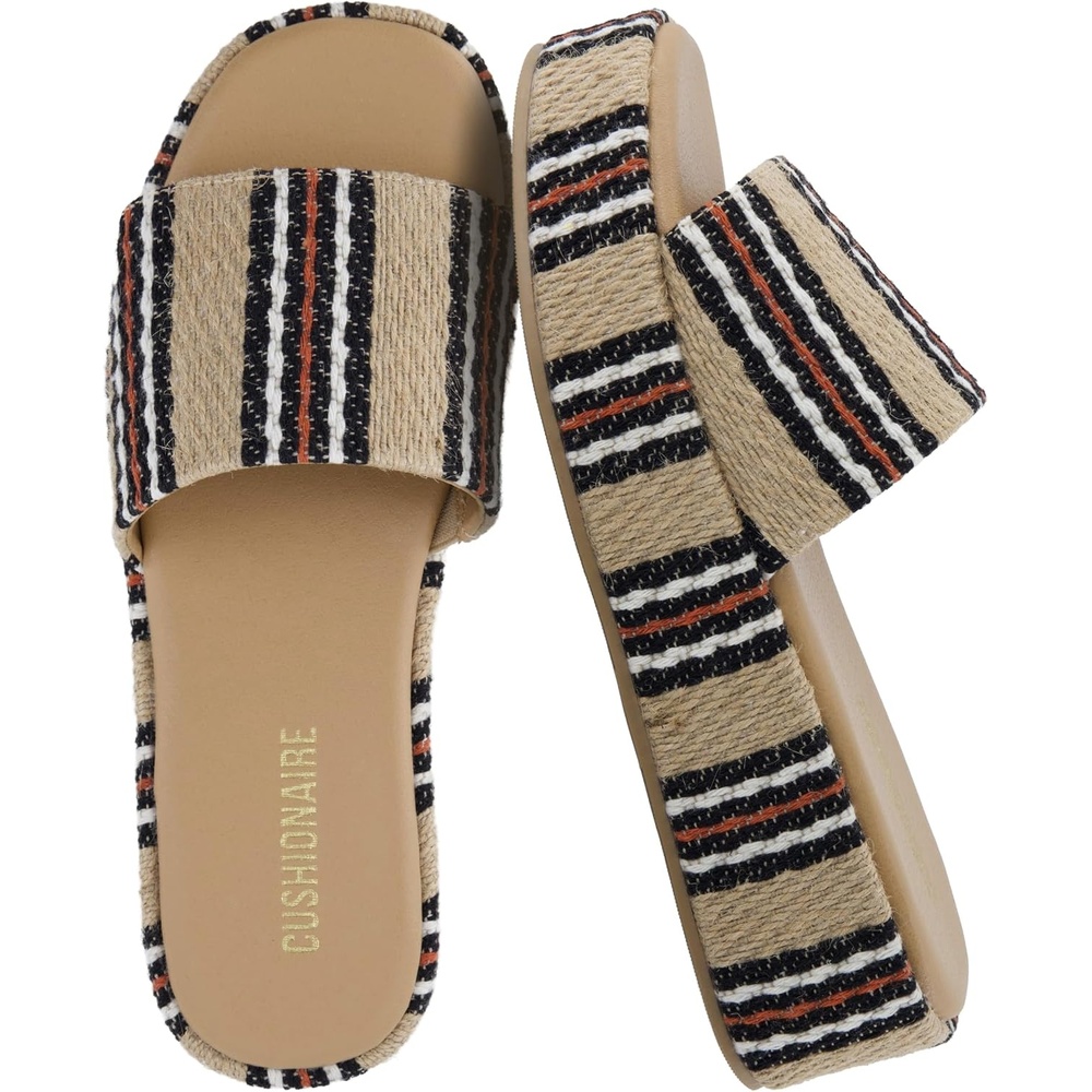 image:imageCUSHIONAIRE Womens Kudos Platform Slide Sandals  Casual SandalsNatural Black