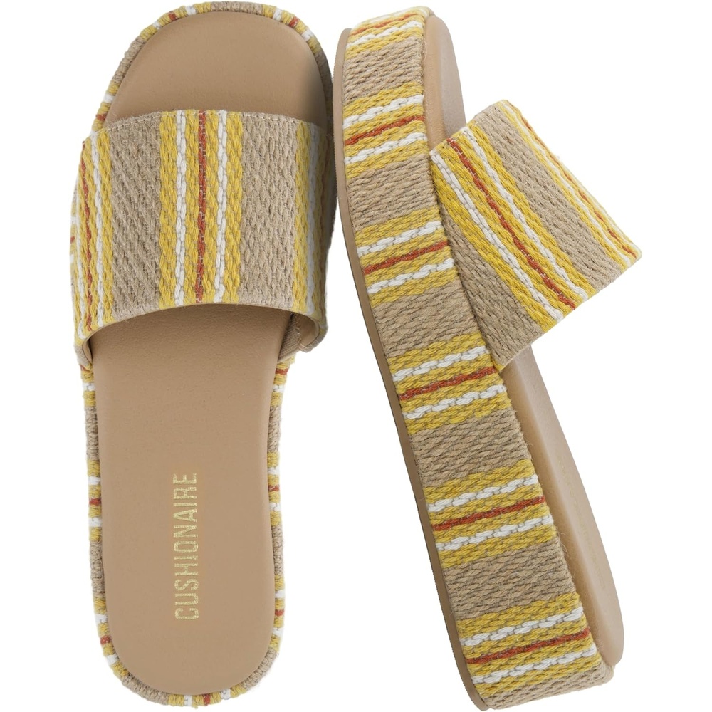 image:imageCUSHIONAIRE Womens Kudos Platform Slide Sandals  Casual SandalsNatural Yellow