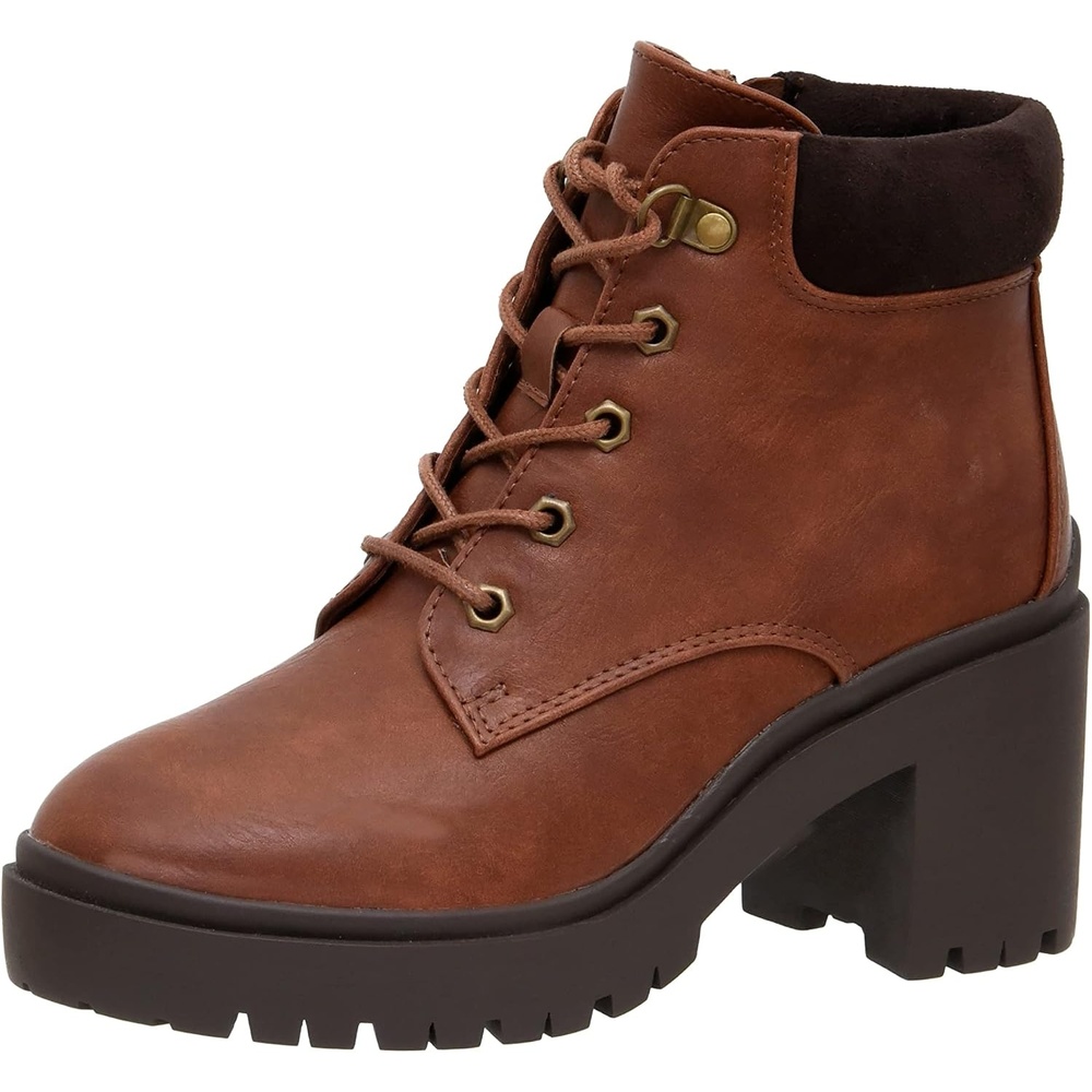 image:imageCUSHIONAIRE Womens Remy lace up heel bootie Memory FoamTan