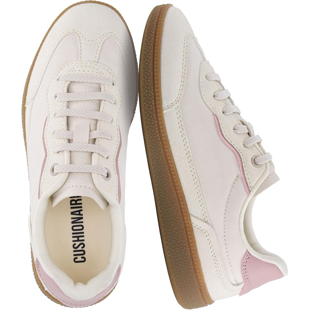 image:imageCushionaire Bonnie Girls Tennis Shoes Lightweight LaceUp Kids SneakersOffwhite