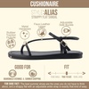 CUSHIONAIRE Alias Squared Toe Womens Sandals, T-Strap Flat Sandal with Cushioned Footbed and Adjustable Ankle Strap(Black)