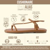 CUSHIONAIRE Alias Squared Toe Womens Sandals, T-Strap Flat Sandal with Cushioned Footbed and Adjustable Ankle Strap(Cognac)