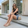 CUSHIONAIRE Alias Squared Toe Womens Sandals, T-Strap Flat Sandal with Cushioned Footbed and Adjustable Ankle Strap(Gold)