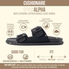 CUSHIONAIRE Alpha 100% Genuine Leather Mens Sandals, Casual Slip On Flat Men Slides with Adjustable Buckles(Black)