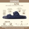 CUSHIONAIRE Alpha 100% Genuine Leather Mens Sandals, Casual Slip On Flat Men Slides with Adjustable Buckles(Navy)