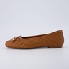 CUSHIONAIRE Audrey Woven Ballet Flats for Women(Cognac)