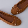 CUSHIONAIRE Audrey Woven Ballet Flats for Women(Cognac)