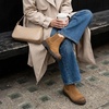CUSHIONAIRE Britain Genuine Suede Chelsea Ankle Boots for Women(Tan)