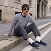 CUSHIONAIRE Caden Genuine Suede Penny Loafers for Men(Blue)