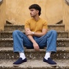 CUSHIONAIRE Caden Genuine Suede Penny Loafers for Men(Blue)