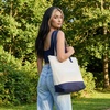 CUSHIONAIRE Canvas Tote Bag for Women, Everyday Casual Beach Bag with Secure Zip Top and Exterior Storage Pocket(Navy)