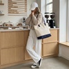 CUSHIONAIRE Canvas Tote Bag for Women, Everyday Casual Beach Bag with Secure Zip Top and Exterior Storage Pocket(Navy)