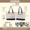 CUSHIONAIRE Canvas Tote Bag for Women, Everyday Casual Beach Bag with Secure Zip Top and Exterior Storage Pocket(Navy)