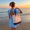 CUSHIONAIRE Canvas Tote Bag for Women, Everyday Casual Beach Bag with Secure Zip Top and Exterior Storage Pocket(Navy)