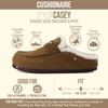 CUSHIONAIRE Casey Genuine Suede Moccasin Slippers for Women, Cozy House Shoes with Moc Toe and Penny Loafer Strap(Brown)