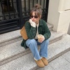 CUSHIONAIRE Casey Genuine Suede Moccasin Slippers for Women, Cozy House Shoes with Moc Toe and Penny Loafer Strap(Camel)