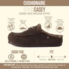 CUSHIONAIRE Casey Genuine Suede Moccasin Slippers for Women, Cozy House Shoes with Moc Toe and Penny Loafer Strap(Chocolate)