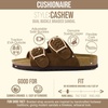 CUSHIONAIRE Cashew Slip On Womens Sandals, Genuine Suede Leather Braided Double Strap Slide On Sandals with Adjustable Big Buckle for Women(Brown)