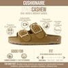CUSHIONAIRE Cashew Slip On Womens Sandals, Genuine Suede Leather Braided Double Strap Slide On Sandals with Adjustable Big Buckle for Women(Chestnut)