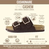CUSHIONAIRE Cashew Slip On Womens Sandals, Genuine Suede Leather Braided Double Strap Slide On Sandals with Adjustable Big Buckle for Women(Chocolate)
