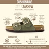 CUSHIONAIRE Cashew Slip On Womens Sandals, Genuine Suede Leather Braided Double Strap Slide On Sandals with Adjustable Big Buckle for Women(Olive)