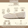 CUSHIONAIRE Darla Kids Mesh Mary Jane Ballet Flats, Girls Shoes with Buckle(Cream)
