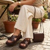 CUSHIONAIRE Eden Footbed Sandals for Women, Comfortable Arch Support Womens Sandals with Platform, Slingback Strap and Memory Foam(Chocolate)
