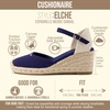CUSHIONAIRE Elche Closed Toe Wedge Sandals for Women, Platform Espadrilles Heels With Adjustable Buckle(Navy)
