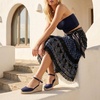 CUSHIONAIRE Elche Closed Toe Wedge Sandals for Women, Platform Espadrilles Heels With Adjustable Buckle(Navy)