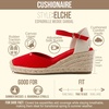 CUSHIONAIRE Elche Closed Toe Wedge Sandals for Women, Platform Espadrilles Heels With Adjustable Buckle(Red)