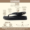 CUSHIONAIRE Expo Thong Sandals for Women, Comfortable Slingback Sandals with Arch Support and Cushioned Footbed(Black)