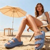 CUSHIONAIRE Fame Pillow Recovery Sandals for Women, Adjustable Double Buckle Waterproof EVA Cloud Slides for Women(Blue)