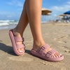 CUSHIONAIRE Fame Pillow Recovery Sandals for Women, Adjustable Double Buckle Waterproof EVA Cloud Slides for Women(Blush)